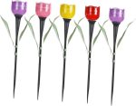 Garden Solar Lights Decorative 5pcs Tulip Design Solar Lawn Light Solar-Powered Ground Lamps  Stake Lights for Outdoor Night Lighting