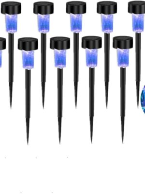 12PCS Blue  Outdoor Plastics Garden Solar Powered Landscape Light Lamp Patio Lawn Decoration Lights (Blue)