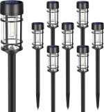 Solar Pathway Lights, 8 Pack  Solar Lights Outdoor Waterproof, Glass Metal Garden Lighting for Yard Path Landscape Lawn Walkway Driveway,