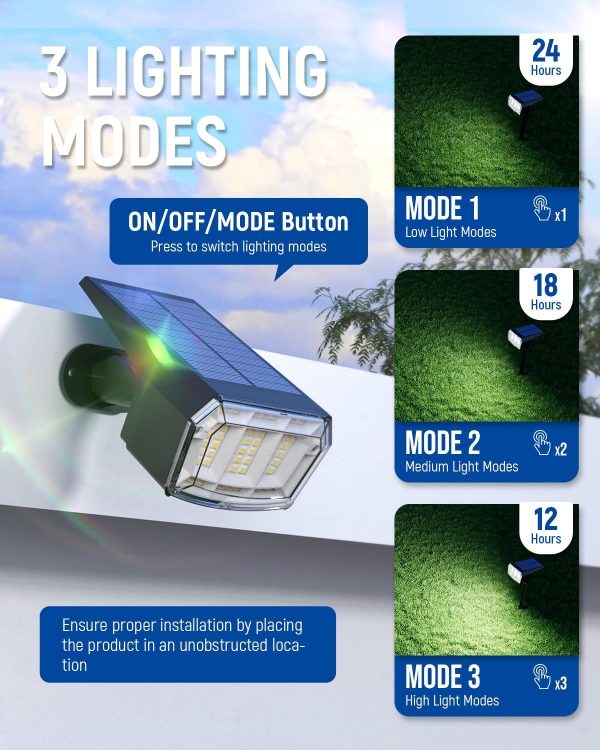 Solar Spot Lights Outdoor Waterproof 4 Pack , 63  3 Lighting Modes Spotlights for Yard Garden House Garage Pathway