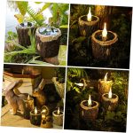 Wood Grain Lamp Solar Lights Outdoor Garden Decorative Garden Lights Pathway Backyard Lawn Lamp Lawn Decorations Outdoor Landscape Garden Solar Light Stump Light Tree