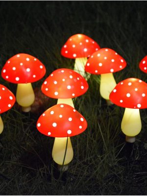 8-Pack Red Solar Mushroom Lamp, 8 Modes, Outdoor Waterproof, for Garden Decor, Christmas, Halloween, Yard, Lawn