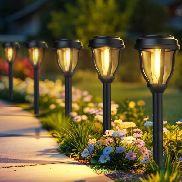 12 Pack Solar Lights Outdoor, Solar Pathway Lights Auto On/Off Waterproof Garden Landscape Lighting for Path, Yard, Walkway, Driveway