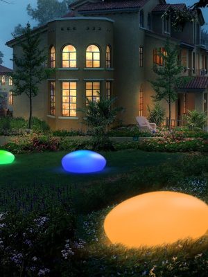 Solar Garden Lights Outdoor Glow Cobblestone Shape Lamp Garden Decor Light-White &  Light Waterproof Landscape Night Lights for Lawn/Patio/Path 1pc