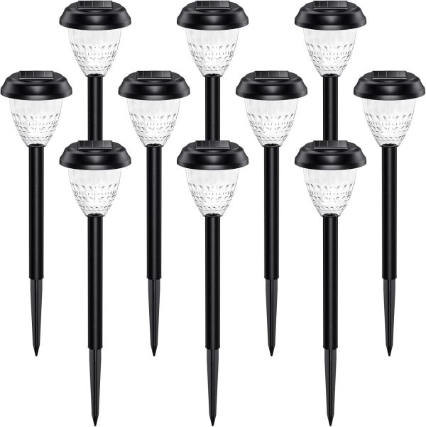 Super Bright Solar Lights Outdoor Waterproof 10 Pack, Dusk to Dawn Up to 12 Hrs Solar Powered Pathway Garden Lights Auto On/Off,  Landscape Lighting Decorative for Walkway Patio Yard