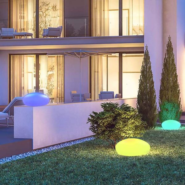 Solar Garden Lights Outdoor Glow Cobblestone Shape Lamp Garden Decor Light-White &  Light Waterproof Landscape Night Lights for Lawn/Patio/Path 1pc