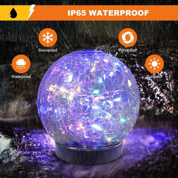 Solar Globe Lights Outdoor Waterproof-Solar Balls-Solar Garden Lights-Solar Orbs for Outside 4 Pack Cracked Glass Ball for Lawn Patio Yard Backyard Decorations,