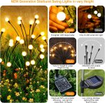 Solar Lights Outdoor(4-Pack, 32 s), Solar Garden Lights, Outdoor Decorations, Firefly Light for Patio Decor, Big Bulb, Unique Gifts for Women, Gifts for Grandma
