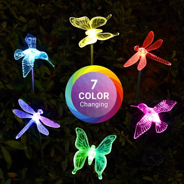 Solar Garden Lights, 6 Pack Solar Butterfly Lights Yard Decorations, Multi-Color Changing  Solar Light Stakes, Solar Yard Lights for Garden, Patio & Lawn, Solar Bird Lights