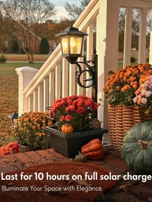 Outdoor Flower Pots 2 in 1, Outdoor Planter, Solar Lamp Post Lights Outdoor, Wall Mount or Freestanding Waterproof Solar Post Decorative Lamp for Lawn Patio Front/Back Door（Flowers not Included）