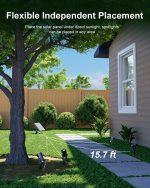 Metal Solar Landscape Spotlights Outdoor Waterproof 15.7ft Cable for Tree, Flag, Plant, Wall,  Flood Uplighting Dusk to Dawn for Yard, House, Garden, Lawn with Separate Panel (Cool White, 4-in-1)