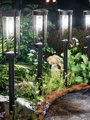 Solar Pathway Lights Waterproof 8 Pack Upgraded Walkway Landscape Outdoor Driveway Auto On/Off Lights for Yard Lawn Patio (Cool White)