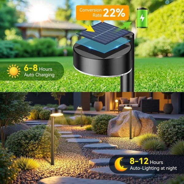 8 Pack Solar Pathway Lights Outdoor, 12 Brighter  Solar Lights Outdoor Waterproof, Up to 12 Hrs Modern Path Light for Yard Garden Walkway Driveway Lawn (8 Pack)