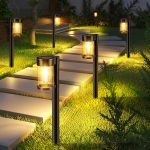 Solar Pathway Lights Outdoor, 10 Pack Metal & Glass Solar Lights Outdoor Waterproof Landscape Path Lights Solar Lights for Outside Yard Lawn Walkway Driveway Garden Decor