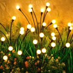 Solar Lights Outdoor(4-Pack, 32 s), Solar Garden Lights, Outdoor Decorations, Firefly Light for Patio Decor, Big Bulb, Unique Gifts for Women, Gifts for Grandma