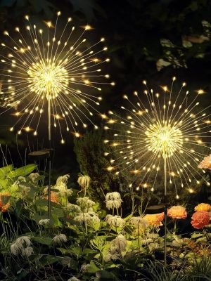 Garden Outdoor Decor Lights 120 2Pack, Solar Garden Lights for Yard Outside Fairy Decorative,Solar Powered for Yard Pathway Flowerbed Planter Balcony Patio Decor（Warm White）