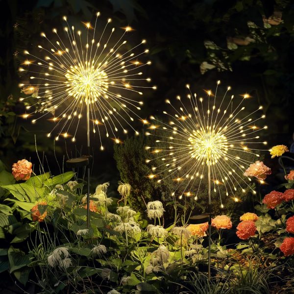 Garden Outdoor Decor Lights 120 2Pack, Solar Garden Lights for Yard Outside Fairy Decorative,Solar Powered for Yard Pathway Flowerbed Planter Balcony Patio Decor（Warm White）
