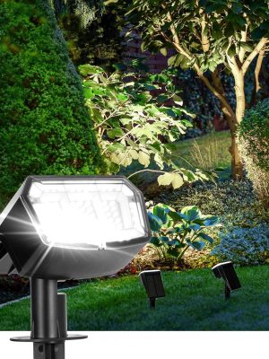 Solar Spot Lights Outdoor Waterproof 4 Pack , 63  3 Lighting Modes Spotlights for Yard Garden House Garage Pathway