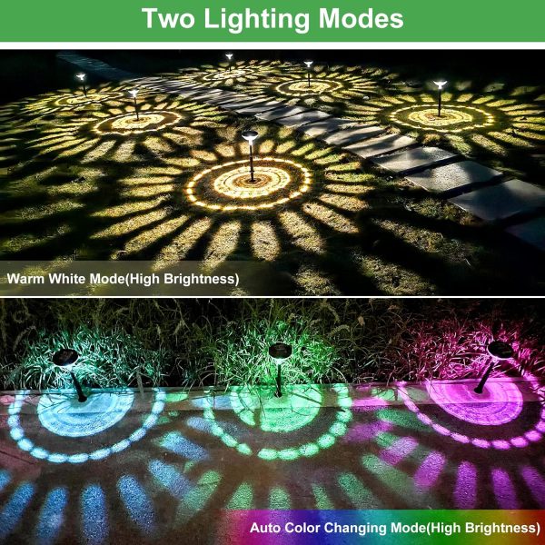 8 Pack Solar Pathway Lights, Multicolor & Warm White ,  Waterproof, Outdoor Garden Yard Lawn Landscape Decorative