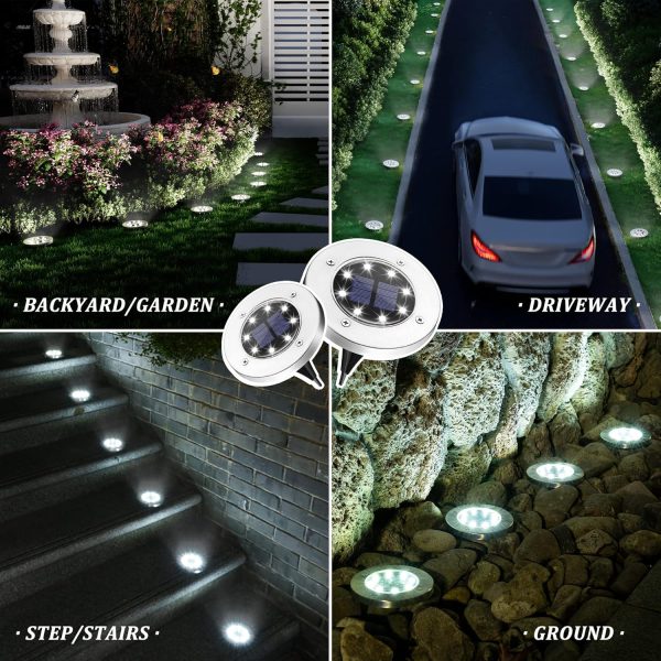 Solar Lights Outdoor Waterproof, 12 Pack Solar Ground Lights, Solar Garden Lights Landscape Lighting for Pathway Driveway Patio Backyard Walkway (Cool White)